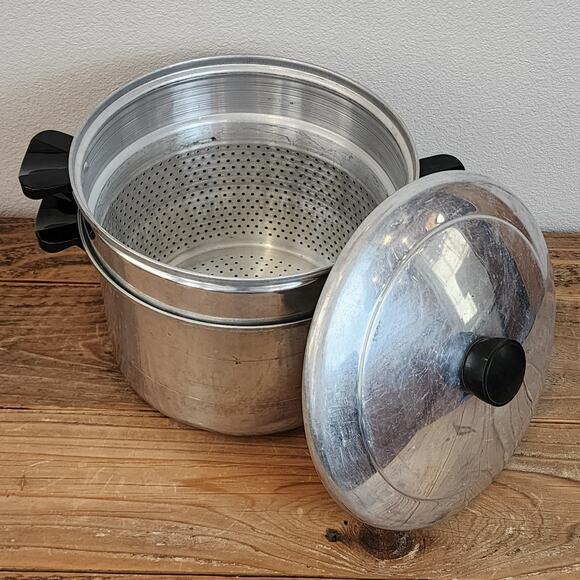 Comet Aluminum Steamer Pot Rice Pasta Cooker Vintage Mid Century 3 Piece Set USA - Picture 6 of 10